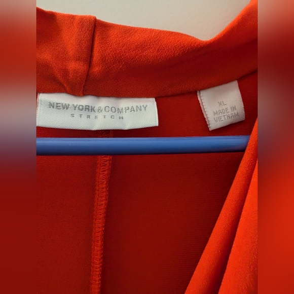 EUC-  NY&Co Orange Maxi Dress with Belt and Slit in Front - Picture 4 of 4